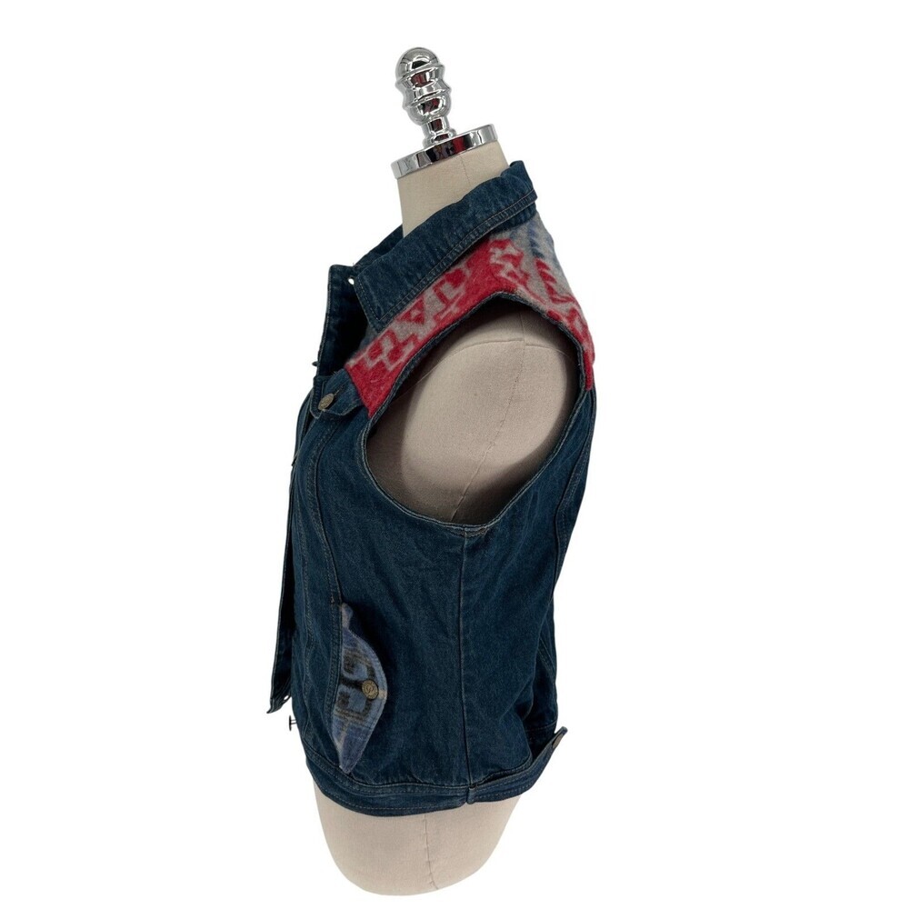 Pendleton Vest Size Small Women's Blue Denim Shell Cotton Red Yokes Wool - Picture 5 of 7